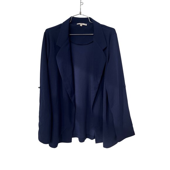 Andree by Unit Open Front Blazer Jacket Womens Large Navy Career Business Casual - Picture 1 of 7